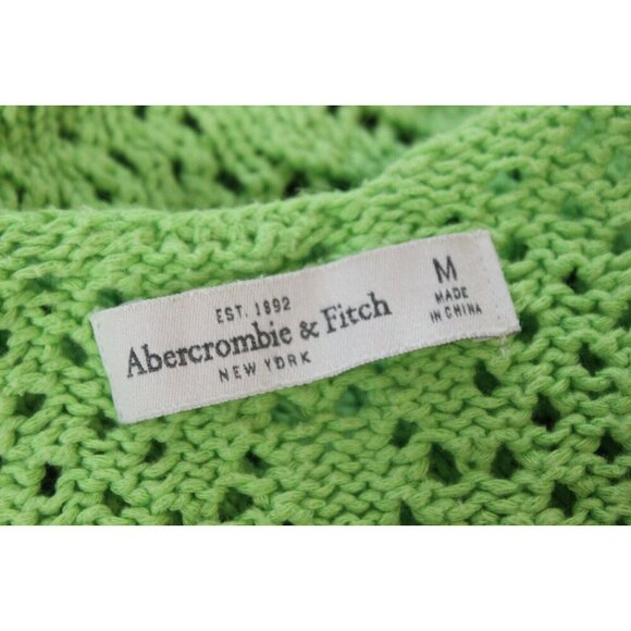 Abercrombie Fitch Tank Medium Open Knit Crochet Green Cotton Beach Preppy Boho - Picture 10 of 11